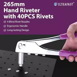 ULTRAFAST Hand Riveter 2.4 mm 3.2 mm 4 mm 4.8 mm Vioet/Silver, UF-HR40 image 5