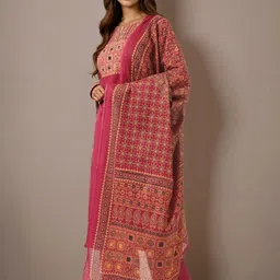 SZN Women Printed Regular Pure Cotton Kurta with Palazzos & With Dupatta image 3