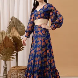 indo street Printed Top With Skirt  Co-Ords image 4