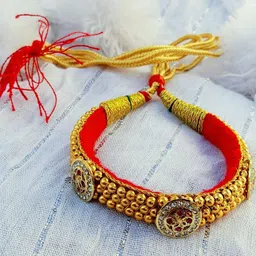 Maruti Rajasthan Gold Plated Artificial Stones Studded & Beaded Statement Necklace-picture-10