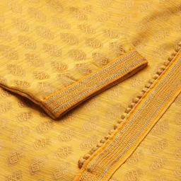 Manyavar Men Mustard Yellow Woven Design Kurta with Churidar image 2
