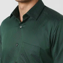 Van Heusen Men Textured Spread Collar Pure Cotton Formal Shirt image 5