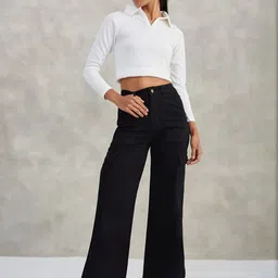 DOLCE CRUDO Women Wide Leg High-Rise Stretchable Jeans-picture-16