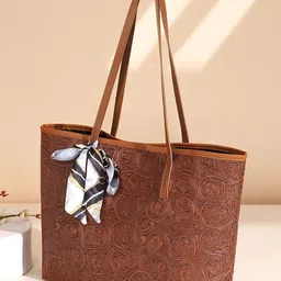 CORSICA Women Textured PU Structured Tote Bag with Tasselled image 2