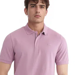 RARE RABBIT Men Solid Polo Collar Cotton T-shirt image 2