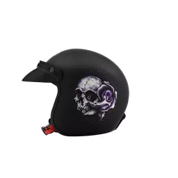Studds JETSTAR CLASSIC D7 DECOR BLACK (570 mm) Medium Open Face Helmet, D7 FLORAL SKULL image 5