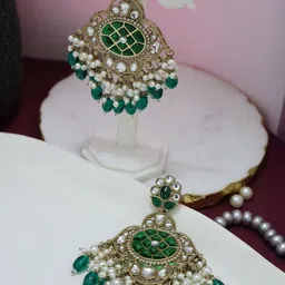 SIVA BY ANIKA Brass-Plated Kundan Studded & Beaded Floral Shaped Drop Earrings-picture-22