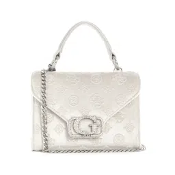 Guess Off White Self Design Zalina Mini Top Handle Sling Bag-image-69
