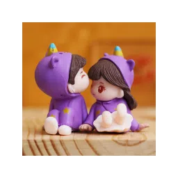 eCraftIndia Miniature Romantic Couple Statue Boy Kissing Girl Forehead Multi-Color image 1