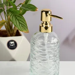 Kookee Transparent Glass Soap Dispenser Stylish Refillable Pump for Bathroom (Pack of 2) image 3