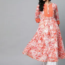 IKRASS Women Abstract Printed Festive Cotton Anarkali Kurta-picture-10