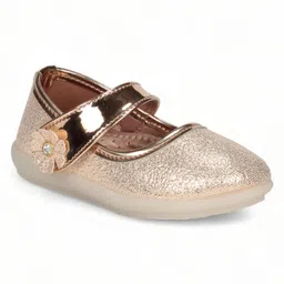 Lil Lollipop Flower Applique Detailed Shimmer Velcro Closure Bellies - Golden-picture-21