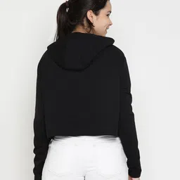 Lil Tomatoes Full Sleeves North Island Printed Hooded Crop Top - Black image 3