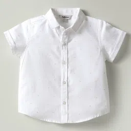 ToffyHouse 100% Woven Cotton Poplin Half Sleeves Solid Shirt & Twill Woven Striped Shorts Set With Bow & Suspender & Cap - Blue & White image 2