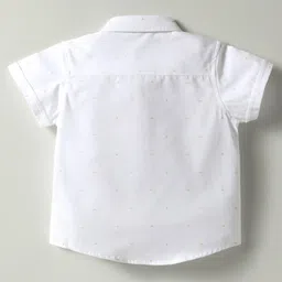 ToffyHouse 100% Woven Cotton Poplin Half Sleeves Solid Shirt & Twill Woven Striped Shorts Set With Bow & Suspender & Cap - Blue & White image 3