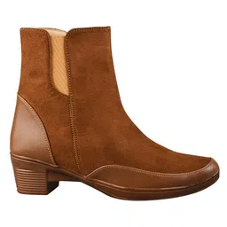 Shoetopia Solid Zipper Closure Boots - Tan image 4