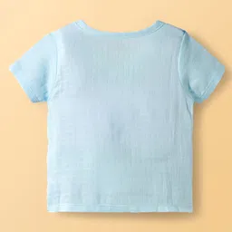 Babyoye 100% Cotton Woven Half Sleeves Jhablas with Animal Print Pack of 2 - White & Light Blue image 3