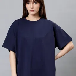 URBANICE Round Neck Drop-Shoulder Sleeves Oversized Cotton T-shirt-picture-23
