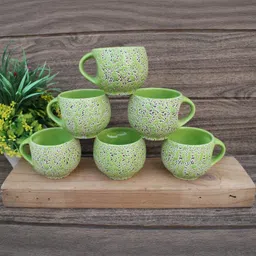 laghima jadon Green Printed Ceramic Glossy Cups Set of Cups and Mugs image 3