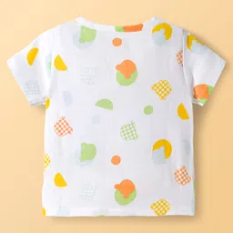 Babyoye 100% Cotton Woven Half Sleeves Jhablas with Animal Print Pack of 2 - White & Light Blue image 5