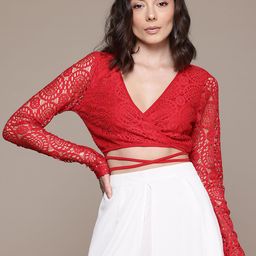 bebe Dose of Vitamin Criss-Cross Tie-Up Wrap Crop Top-picture-23