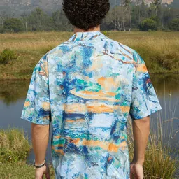 Campus Sutra Men Comfort Relaxed Fit Cuban Collar Abstract Printed Casual Shirt image 3