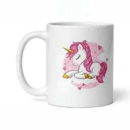 Mr UVD White & Pink Cartoon Characters Printed Ceramic Glossy Mug 350 ml image 3