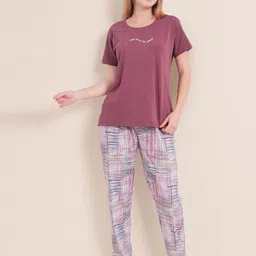 L&M Leisure and Moods Women Printed Round Neck T-shirt & Pyjamas Night Suit-image-83