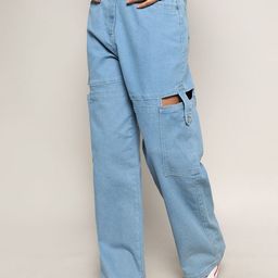 PINACOLADA Women Comfort Wide Leg Cutout Cotton Denim Mid-Rise Jeans-picture-40