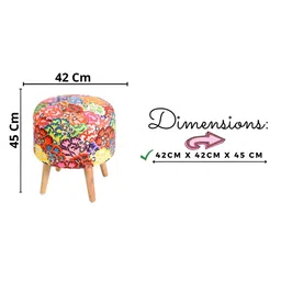 Shadowkart Red & Green Wooden Mudda Pouffe Ottoman image 5