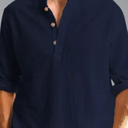 APEKTRA Mandarin Collar Roll Up Sleeves Kurta image 2