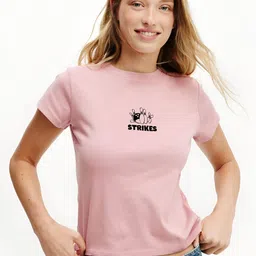 UniBlu Women Bio Finish Typography Printed Round Neck Cotton T-shirt-image-8