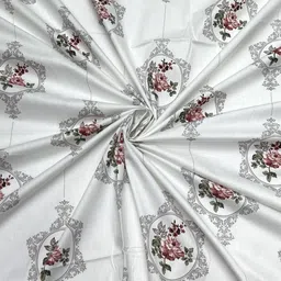 Pure Decor White & Grey Floral 220 TC Queen Bedsheet with 2 Pillow Covers image 5