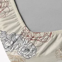 WEAVE AND DECOR Beige & White Printed Pure Cotton 300 TC King Bedsheet Set 1.83 m x 1.98 m image 4