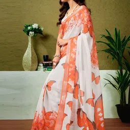 all about you Floral Zari Pure Linen Tussar Saree image 2