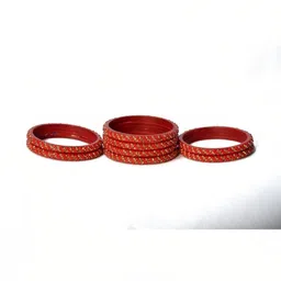 SAND Red Glass Artificial Stones & Beads Bangle image 3