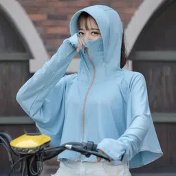 dayish Womens Sunscreen Hoodie Jacket/Shirt - Advanced UV Protection from Sun & Pollution - UPF 50+ Protection Scarf with Long Sleeve & Face Mask for Outdoor Running image 2