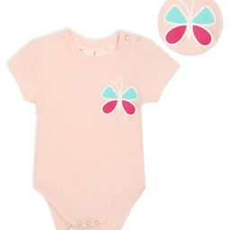 Mi Arcus Short Sleeves Solid Butterfly Print Unisex Onesie - Pink-picture-16