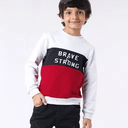 Ed-a-Mamma Sustainable Cotton Full Sleeves Text Printed Sweatshirt - Red-image-0