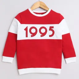 BUMZEE Looper Knit Full Sleeves Number Embroidered Sweatshirt - Red-picture-26