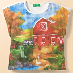 ucb UBC 100% Cotton Knit Sleeveless T-Shirt With House Print - White-picture-21