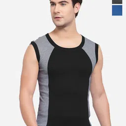 Sporto by Macho Men Pack Of 3 Cotton Colourblocked Innerwear Vests-picture-20