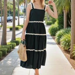 CORSICA Women Black Polyester Shoulder Strap Maxi dress-picture-28