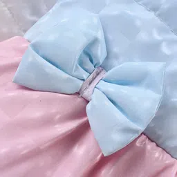 Babyhug Woven Full Sleeves Front Open Padded Hooded Jacket with Ombre & Bow Applique - Pink image 3