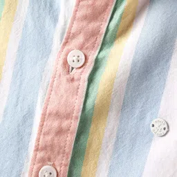 JASH KIDS Cotton Woven Half Sleeves Shirt with Striped Print - Multicolor image 3