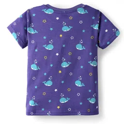 Babyhug Cotton Knit Half Sleeves Co-ords Night Suit with Dolphin Print - Blue image 3