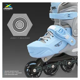 JASPO Sparkle 2.0 Adjustable Inline Roller Skates for Kids & Youth PU Wheels, ABEC-7 Bearings, Hard Boot, Aluminium Chassis, 70mm PU 85A Wheels Blue-S image 3