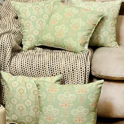 ANWYN Green & Brown Set of 5 Ethnic Motifs Square Cushion Covers-image-60