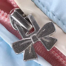 Babyhug Woven Full Sleeves Front Open Padded Hooded Jacket with Ombre & Bow Applique - Pink image 4