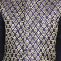 JBN Creation Full Sleeves Solid Coordinating Kurta & Pyjama With Ethnic Motif Printed Nehru Jacket Set - Navy Blue image 5